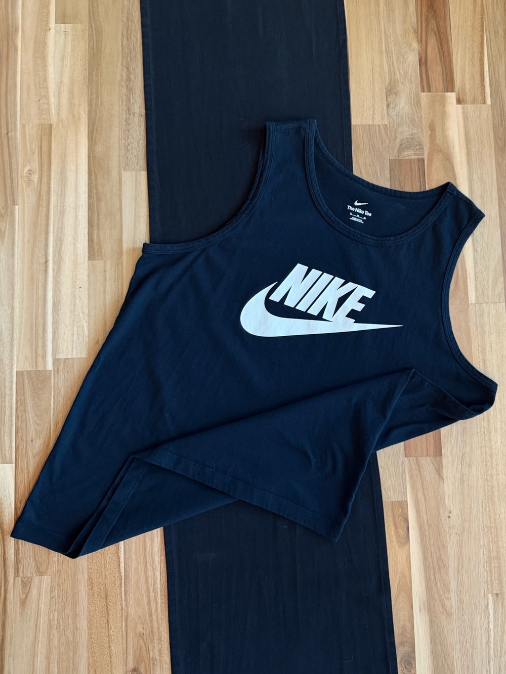 Nike Black Tank Top with White Swoosh Logo